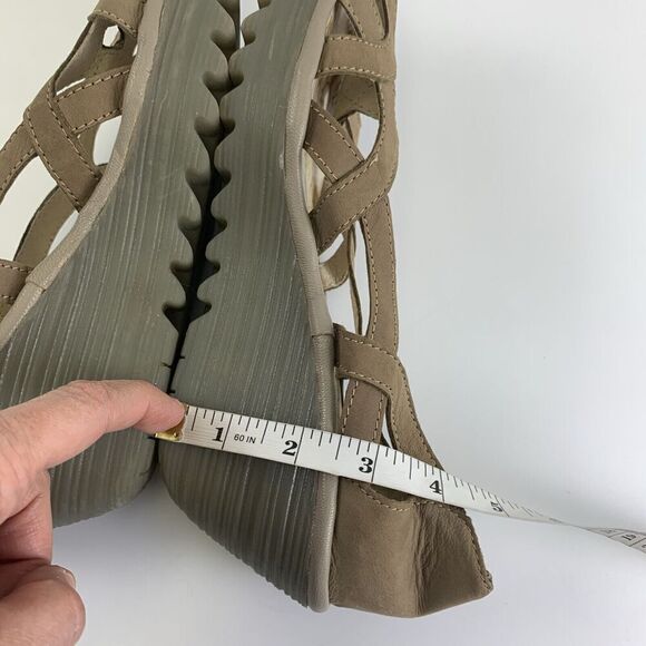 Fly London Yadi Wedge Taupe Suede Slip On Open Toe Strappy Sandal Women 40 9-9.5 - Picture 9 of 13